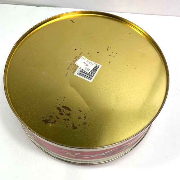 Vintage Christmas Tin With Winter Village Scene & Holly Design 95e - Picture 3 of 3